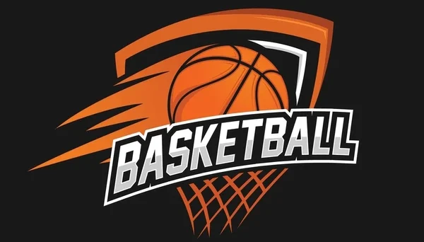 logo basketball ballon qui rentre dans un panier orange